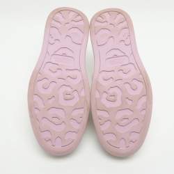 Pre Owned Alexander McQueen Deck Plimsoll Size 37 White/Beige Canvas and Suede Lace Up Sneakers 