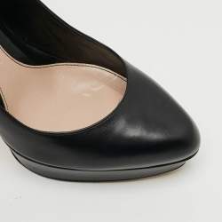 Pre Owned Alexander McQueen Horn Size 40 Black Leather Platform Pumps