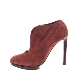 Alexander McQueen Red Suede Ankle Boots Size 37.5 