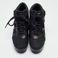 McQ By Alexander McQueen For Puma Black Leather and Nubuck Leap Wedge Sneakers Size 40.5