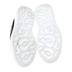 Pre Owned Alexander McQueen Black Crystal Embellished Velvet Slip On Platform Sneakers Size 37.5