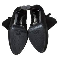Pre Owned Alexander McQueen Black Suede Platform Ankle Boots Size 38.5