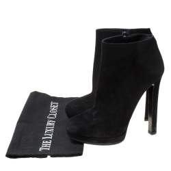Pre Owned Alexander McQueen Black Suede Platform Ankle Boots Size 38.5