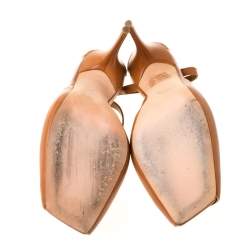 Pre Owned Alexander McQueen Tan Leather Mules Ankle Strap Sandals Size 37