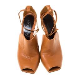 Pre Owned Alexander McQueen Tan Leather Mules Ankle Strap Sandals Size 37