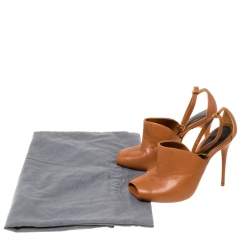 Pre Owned Alexander McQueen Tan Leather Mules Ankle Strap Sandals Size 37