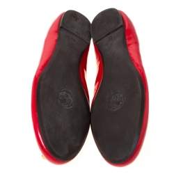 Pre Owned Alexander McQueen Red Leather Skull City Ballet Flats Size 40