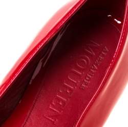 Pre Owned Alexander McQueen Red Leather Skull City Ballet Flats Size 40