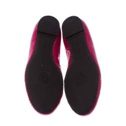 Pre Owned Alexander McQueen Pink Python Leather Skull City Ballet Flats Size 40
