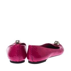 Pre Owned Alexander McQueen Pink Python Leather Skull City Ballet Flats Size 40