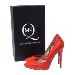 Pre Owned Alexander McQueen Pastel Orange Leather Lex Punk D'orsay Pumps Size 37
