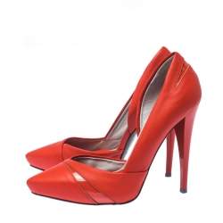 Pre Owned Alexander McQueen Pastel Orange Leather Lex Punk D'orsay Pumps Size 37