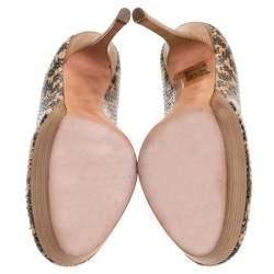 Pre Owned Alexander McQueen Black/Beige Python Platform Pumps Size 37