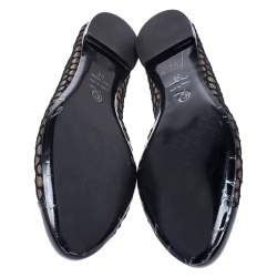 Pre Owned Alexander McQueen Black Patent Leather And Mesh Ballet Flats Size 38
