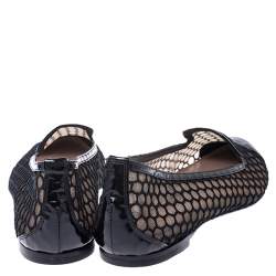 Pre Owned Alexander McQueen Black Patent Leather And Mesh Ballet Flats Size 38
