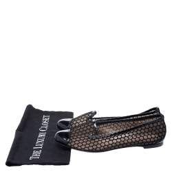 Pre Owned Alexander McQueen Black Patent Leather And Mesh Ballet Flats Size 38