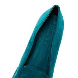 Pre Owned Alexander McQueen Blue Suede Sequins Skull Smoking Slippers Size 39