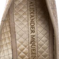 Pre Owned Alexander McQueen Gold Patent Glitter Leather Pointed Toe Pumps Size 39.5