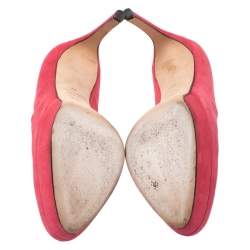 Alexander McQueen Red Suede Horn Heel Platform Pumps Size 37