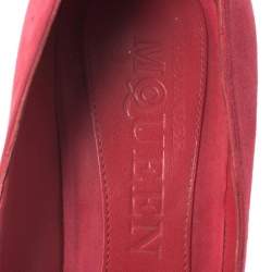 Alexander McQueen Red Suede Horn Heel Platform Pumps Size 37