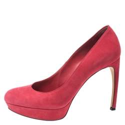 Alexander McQueen Red Suede Horn Heel Platform Pumps Size 37