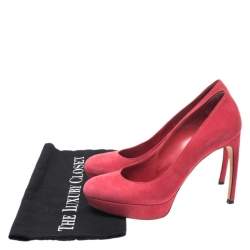 Alexander McQueen Red Suede Horn Heel Platform Pumps Size 37