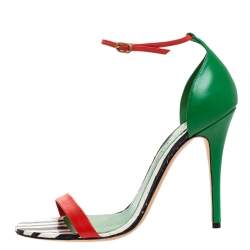 Pre Owned Alexander McQueen Multicolor Leather Open Toe Ankle Strap Sandals Size 41