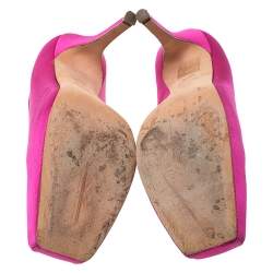 Pre Owned Alexander McQueen Majenta Satin Square Toe Platform Pumps Size 36.5