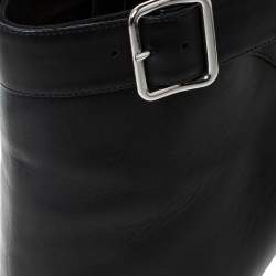Pre Owned Alexander McQueen Black Leather Buckle Detail Pointed Toe Ankle Booties Size 40
