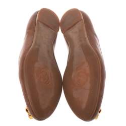 Pre Owned Alexander McQueen Brown Leather Skull Ballet Flats Size 38.5