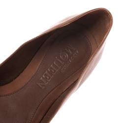Pre Owned Alexander McQueen Brown Leather Skull Ballet Flats Size 38.5
