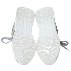 Pre Owned Alexander McQueen Silver Glitter Platform Lace Up Sneakers Size 35