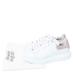 Pre Owned Alexander McQueen White Leather And Pink Suede Platform Sneakers Size 41