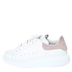 Pre Owned Alexander McQueen White Leather And Pink Suede Platform Sneakers Size 41