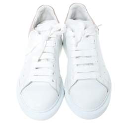 Pre Owned Alexander McQueen White Leather And Pink Suede Platform Sneakers Size 41