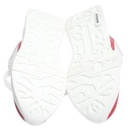 Pre Owned Alexander McQueen White/Red Leather And Mesh Oversized Runner Low Top Sneakers Size 40