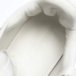 Pre Owned Alexander McQueen White/Red Leather And Mesh Oversized Runner Low Top Sneakers Size 40