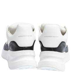 Pre Owned Alexander McQueen White/Black Leather And Mesh Oversized Runner Low Top Sneakers Size 38.5