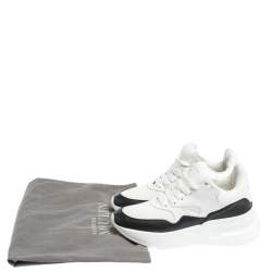 Pre Owned Alexander McQueen White/Black Leather And Mesh Oversized Runner Low Top Sneakers Size 38.5