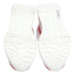 Pre Owned Alexander McQueen White/Red Leather And Mesh Oversized Runner Low Top Sneakers Size 37.5