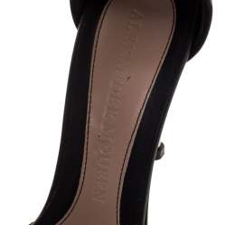 Pre Owned Alexander McQueen Black Leather Fringe Detail Sandals Size 38