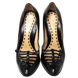 Pre Owned Alexander McQueen Black Leather Pumps Size 38.5