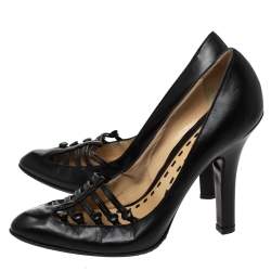 Pre Owned Alexander McQueen Black Leather Pumps Size 38.5