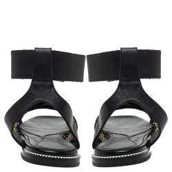 Pre Owned McQ by Alexander McQueen Croc Embossed Leather Erin Ankle Strap Flat Sandals Size 41