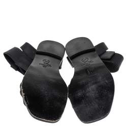 Pre Owned McQ by Alexander McQueen Croc Embossed Leather Erin Ankle Strap Flat Sandals Size 41