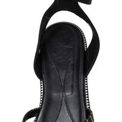 Pre Owned McQ by Alexander McQueen Croc Embossed Leather Erin Ankle Strap Flat Sandals Size 41
