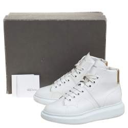 Pre Owned Alexander McQueen White Leather High Top Sneakers Size 39.5