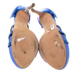 Pre Owned Alexander McQueen Metallic Blue Leather Sandals Size 40