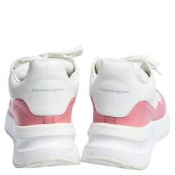 Pre Owned Alexander McQueen White/Pink Leather And Mesh Oversized Runner Sneakers Size 39