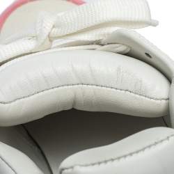 Pre Owned Alexander McQueen White/Pink Leather And Mesh Oversized Runner Sneakers Size 39